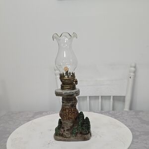 Vintage Stand Rock Ceramic Oil Lamp Nightstand Wisconsin Dells Japan